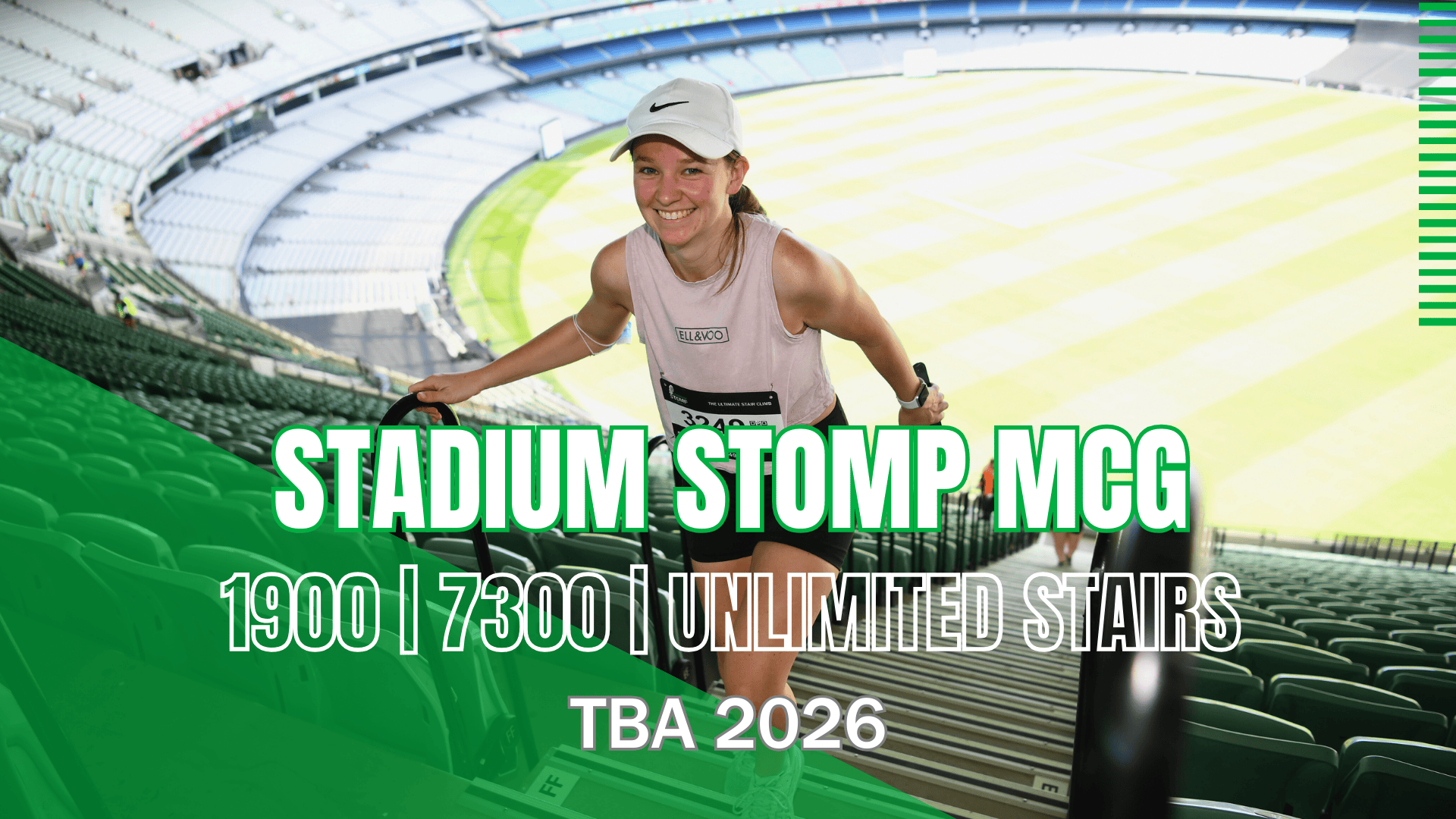 MCG HOME PAGE 2026 Stadium Stomp participant image highlighting Stadium Stomp's 10th Anniversary at the MCG